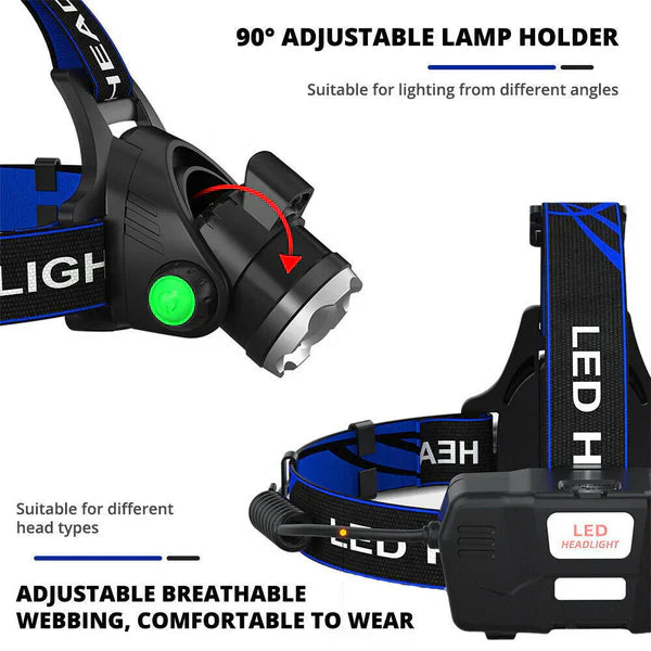 Linterna frontal LED recargable de 990000 lm, con zoom, táctica | Filindra