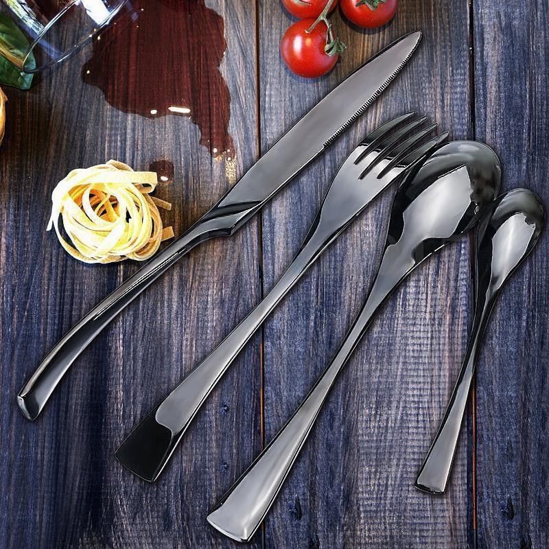 Venetto Design Besteckset in Tiefschwarz - raffiniertes modernes Tafelgeschirr