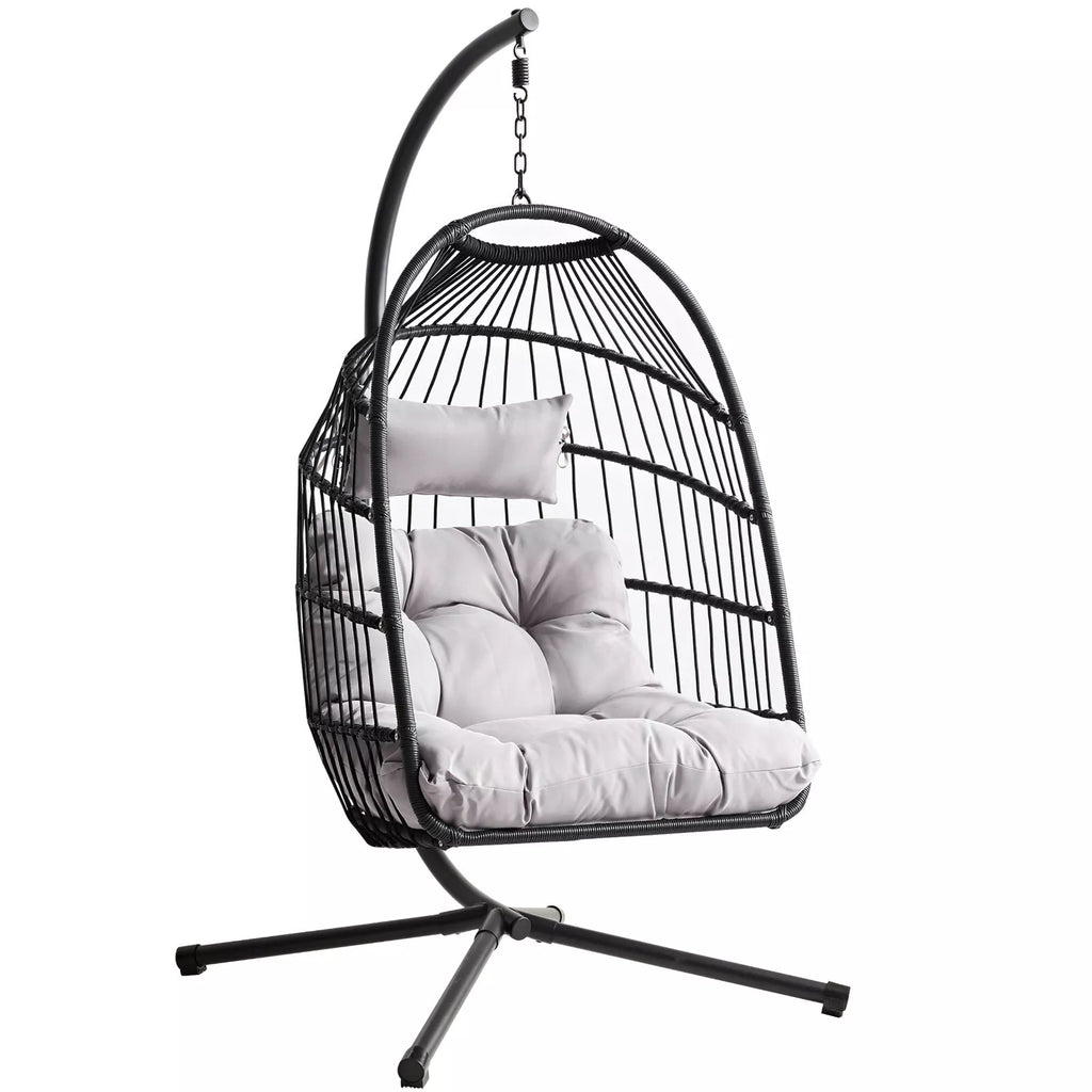 Fauteuil suspendu en rotin haut de gamme avec coussins moelleux