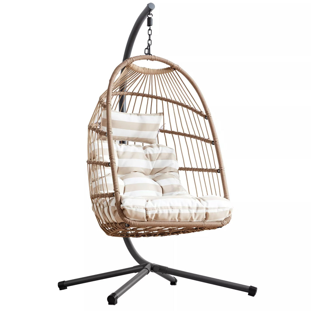 Fauteuil suspendu en rotin haut de gamme avec coussins moelleux