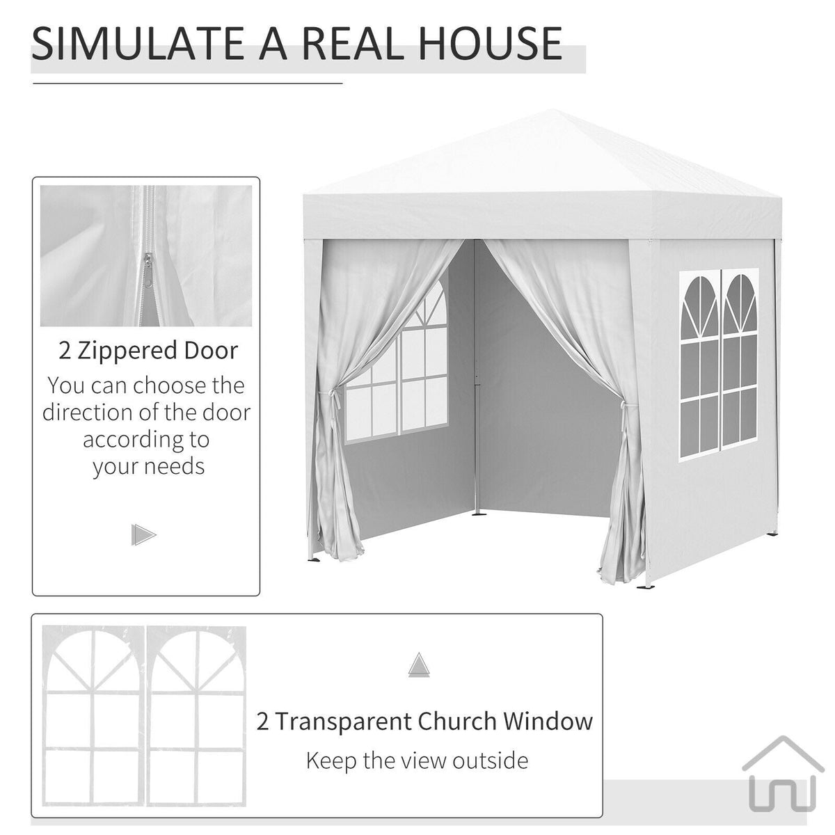 Faltbarer Pavillon 2m x 2m — Aufklappbares Partyzelt für draußen