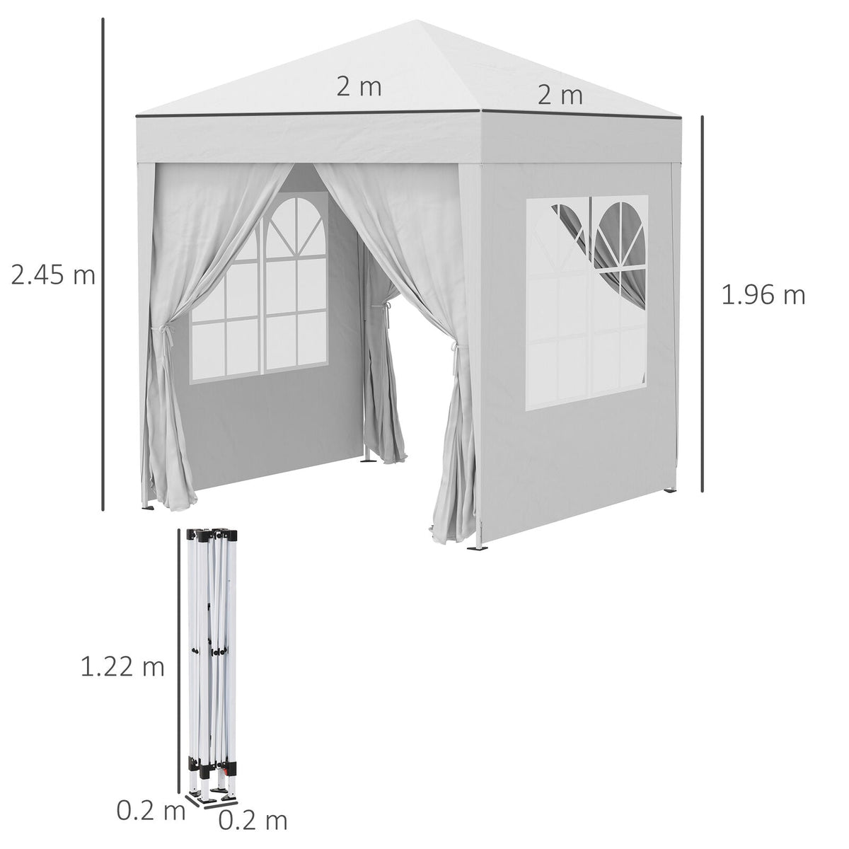 Faltbarer Pavillon 2m x 2m — Aufklappbares Partyzelt für draußen