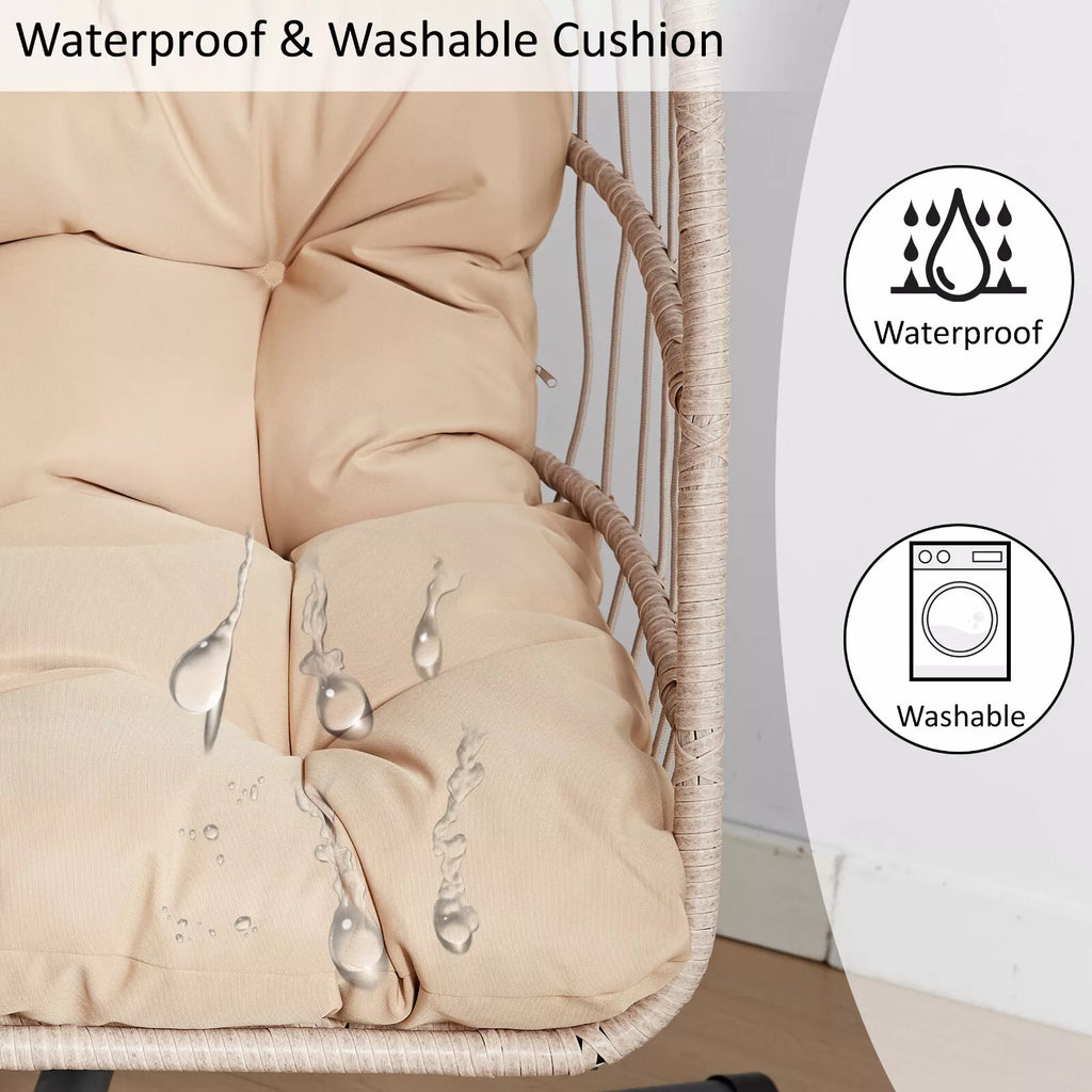 Fauteuil suspendu en rotin haut de gamme avec coussins moelleux