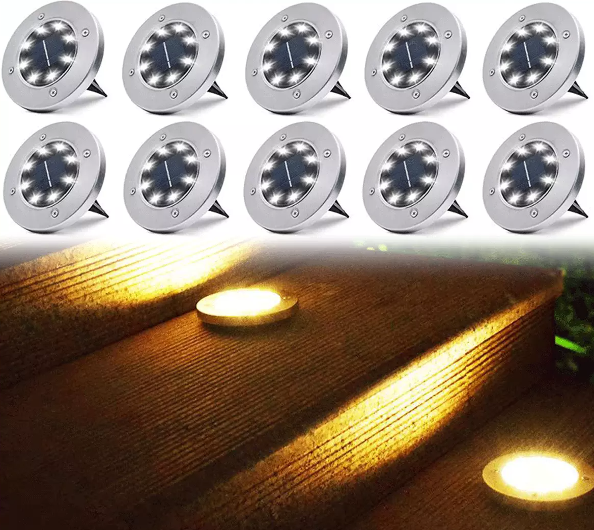 Solar-Bodenleuchten mit 12 LEDs — wasserdichte Außenleuchten für den Garten