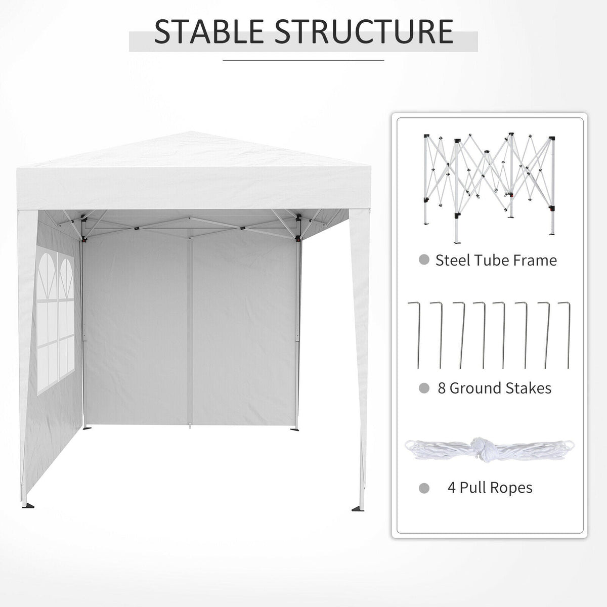 Faltbarer Pavillon 2m x 2m — Aufklappbares Partyzelt für draußen