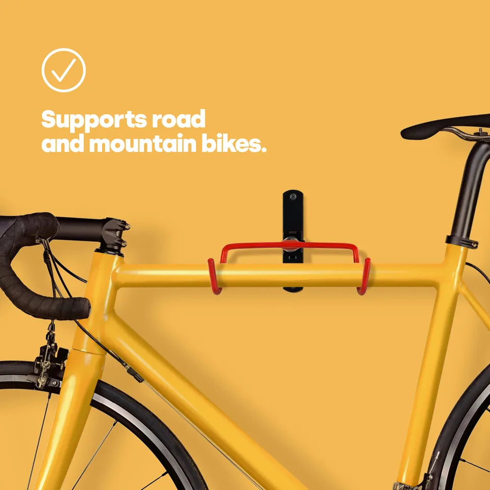 Soporte de pared para guardar bicicletas — portabicicletas de doble gancho