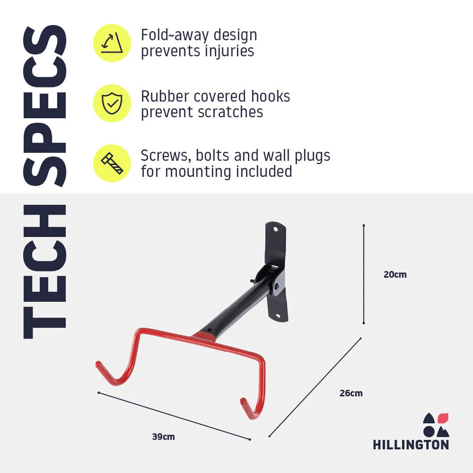 Soporte de pared para guardar bicicletas — portabicicletas de doble gancho
