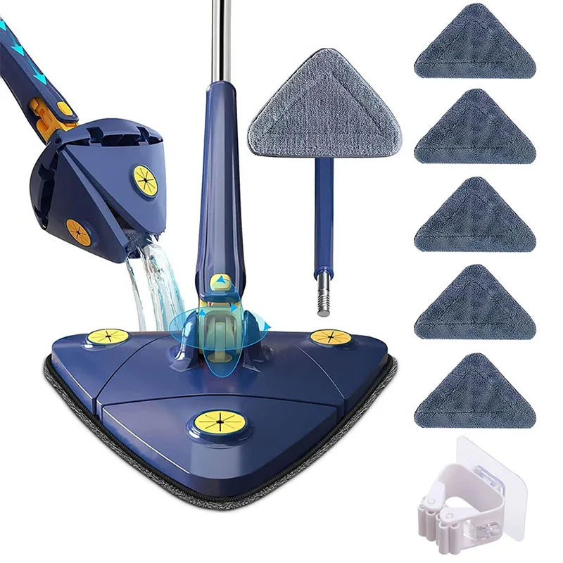 Telescopic Triangle Floor Mop — 360° Rotatable Wet & Dry Cleaner