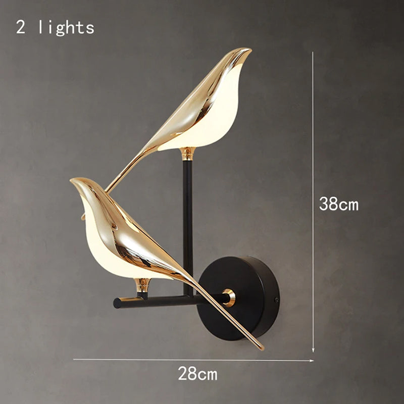 LED-Wandleuchte „Vogel“ – dekoratives nordisches goldenes Nachtlicht