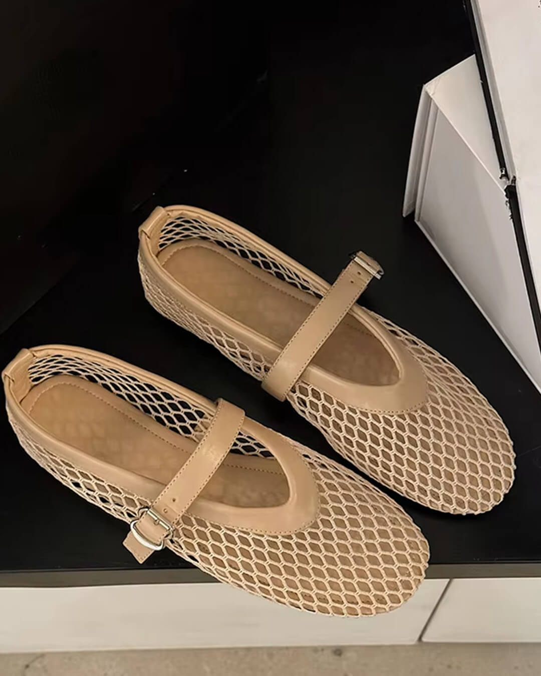 Women's Vegan Leather Ballerina Flats — Breathable & Lightweight Footwear