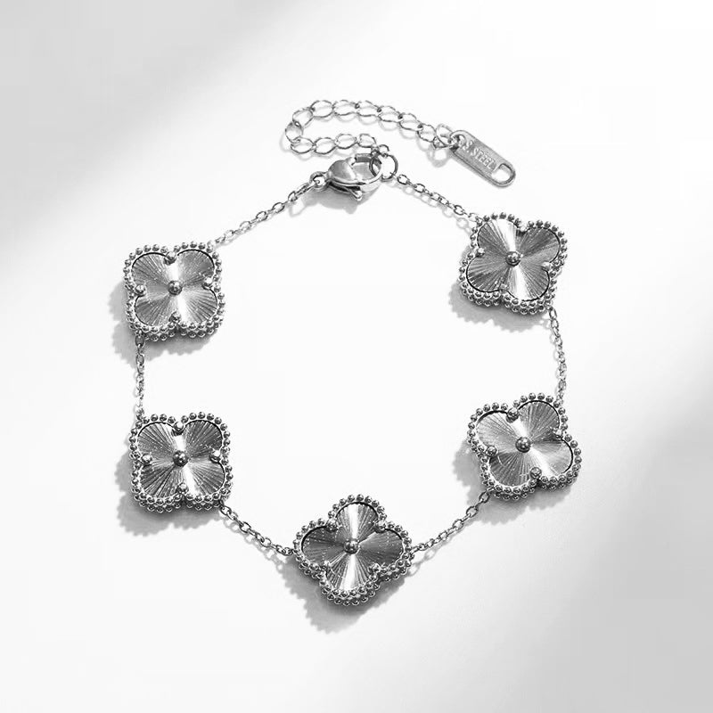 Lucky Clover Bracelet — Dainty Clover and Four Flower Charms