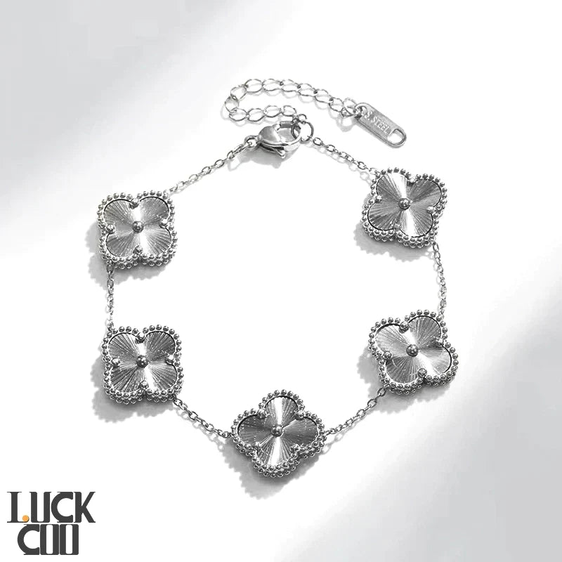 Liora Clover Charm Bracelet — Gold Plated Stainless Steel, Four Floral Charms