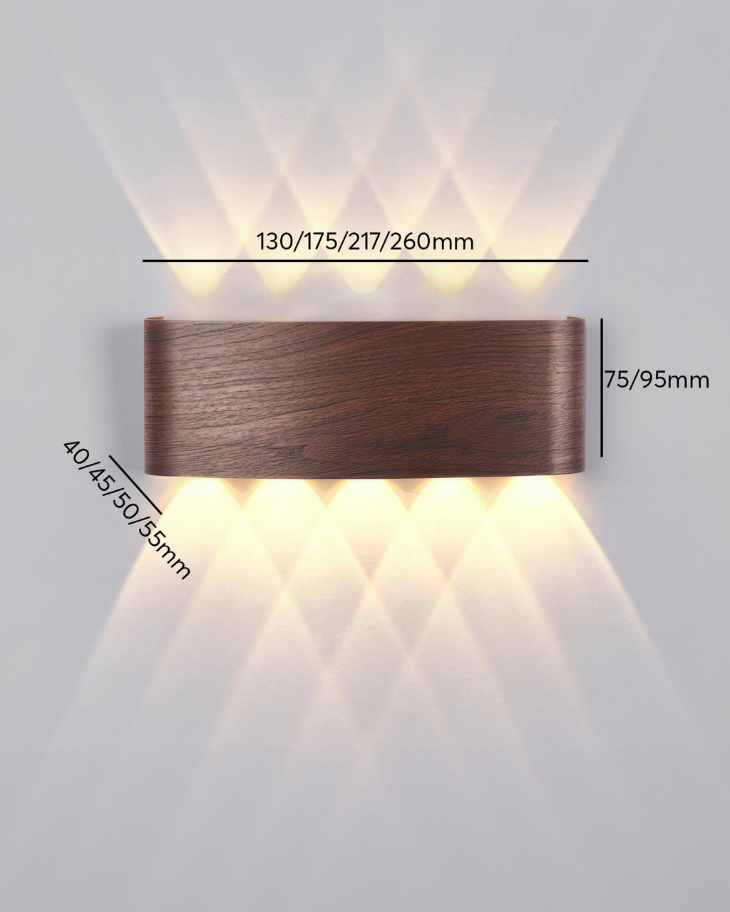 Lumina vägglampa i träimitation med LED - väderbeständig utomhusbelysning