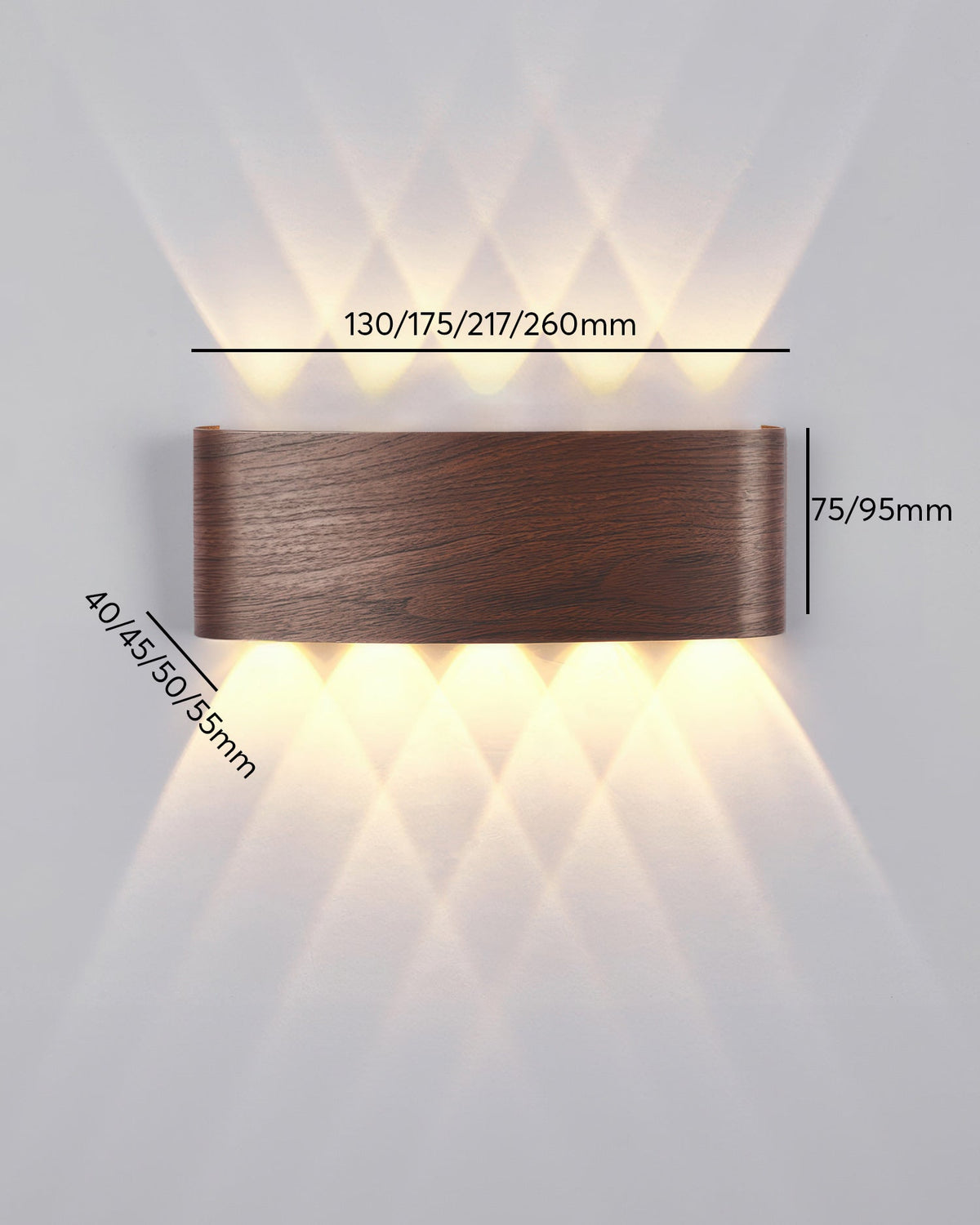 Lumina vägglampa i träimitation med LED - väderbeständig utomhusbelysning