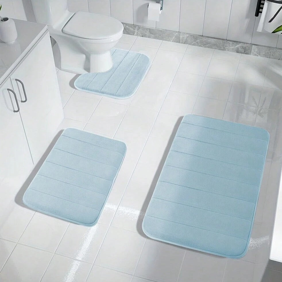 3-Piece Memory Foam Bath Mat Set — Non-Slip, Plush Comfort