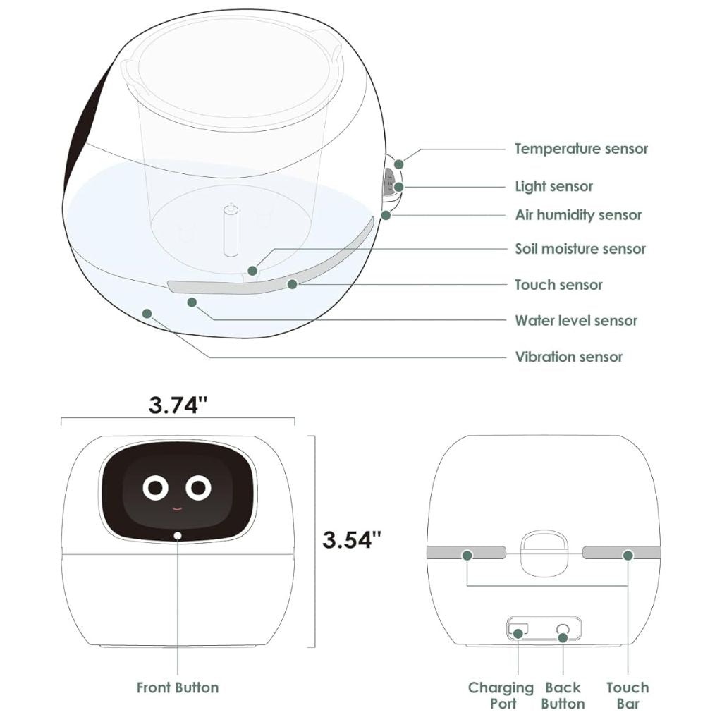 Ivy intelligenter Pflanztopf - Reagiert auf Gesten, über 70 einzigartige Animationen