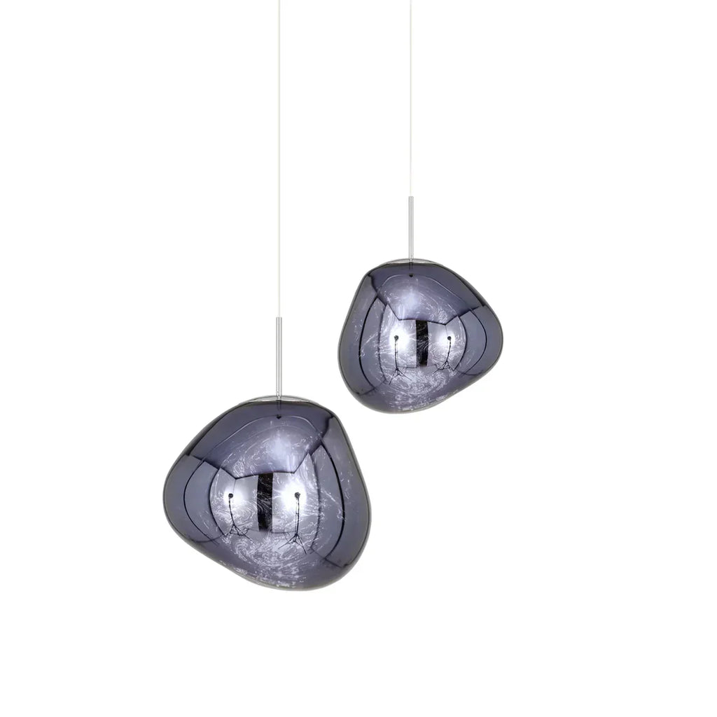 AstraLuma lavapendellampor — flerfärgad glasfinish, organisk smält form, varmt sken