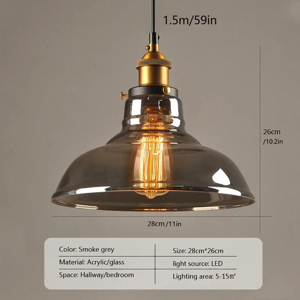 Suspension en verre rétro industrielle — Luminaire suspendu