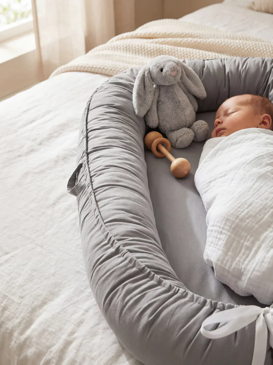 Soft Cotton Baby Nest — Contoured Sleeper Pod Design