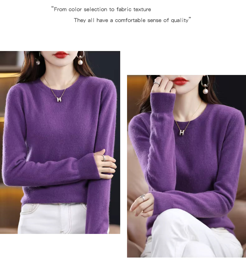 Claire-Damenpullover aus 100 % reiner Wolle und Kaschmir — Schmale Passform