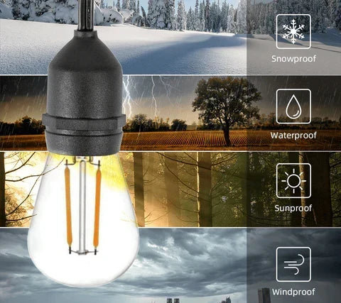 Robuste LED-lyskæder til udendørs brug med stik - vandtætte, varm hvid