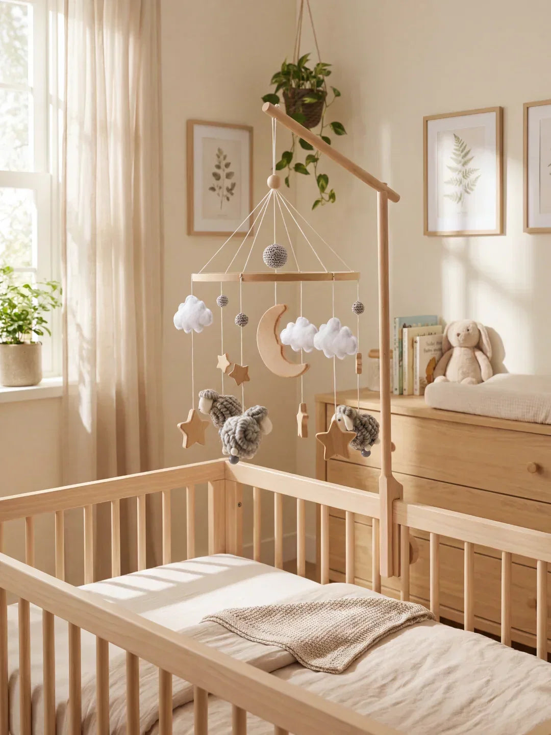 Wooden Baby Mobile — Slow Swaying Motion and Hanging Ornaments