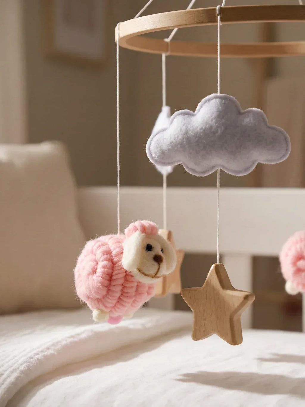 Wooden Baby Mobile — Slow Swaying Motion and Hanging Ornaments