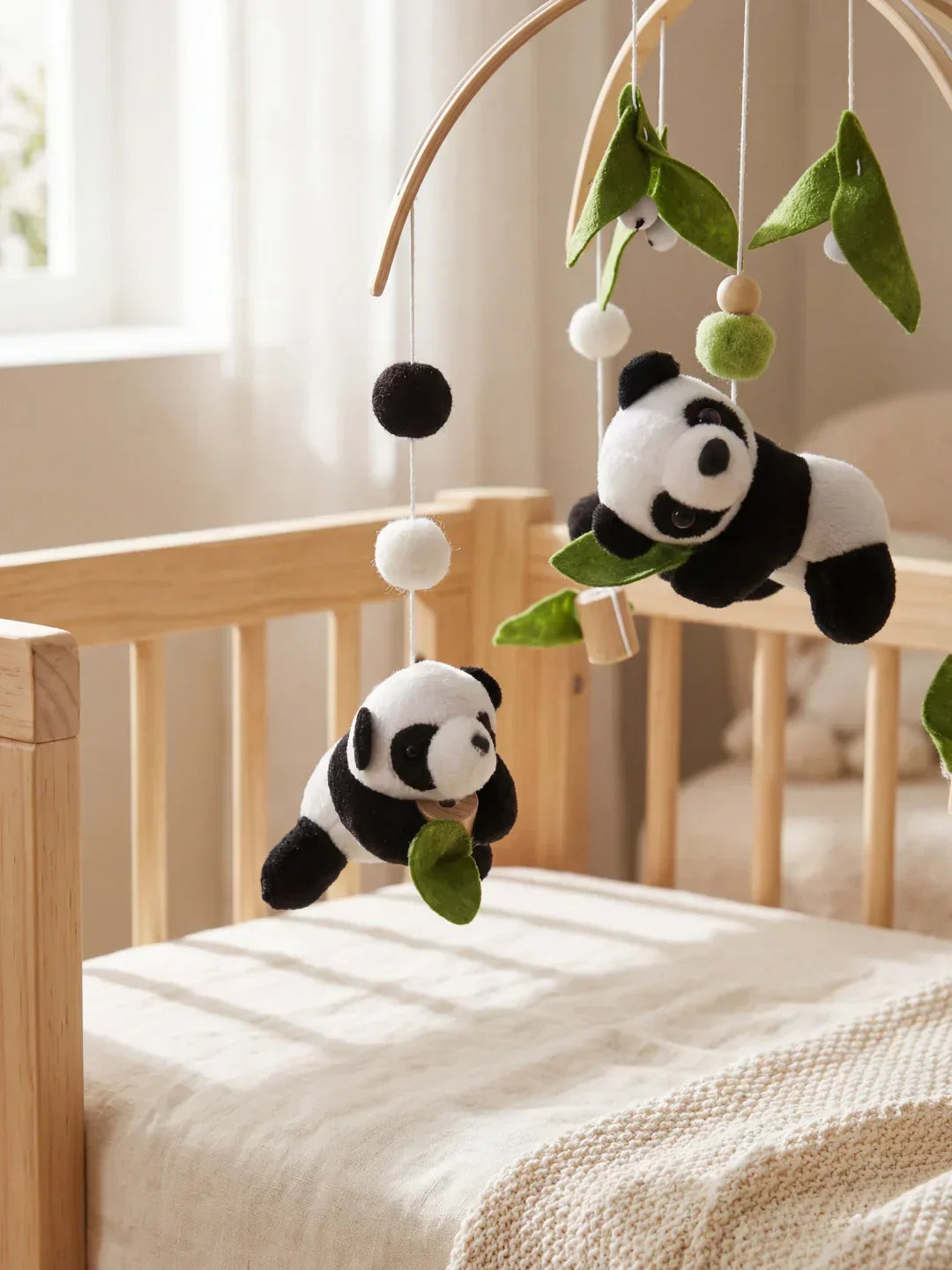 Compact Wooden Baby Mobile and Hanging Support Arm Set