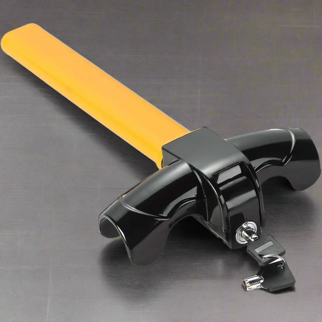 Bright Yellow Universal Steering Wheel Lock — Heavy Duty Anti-Theft Device