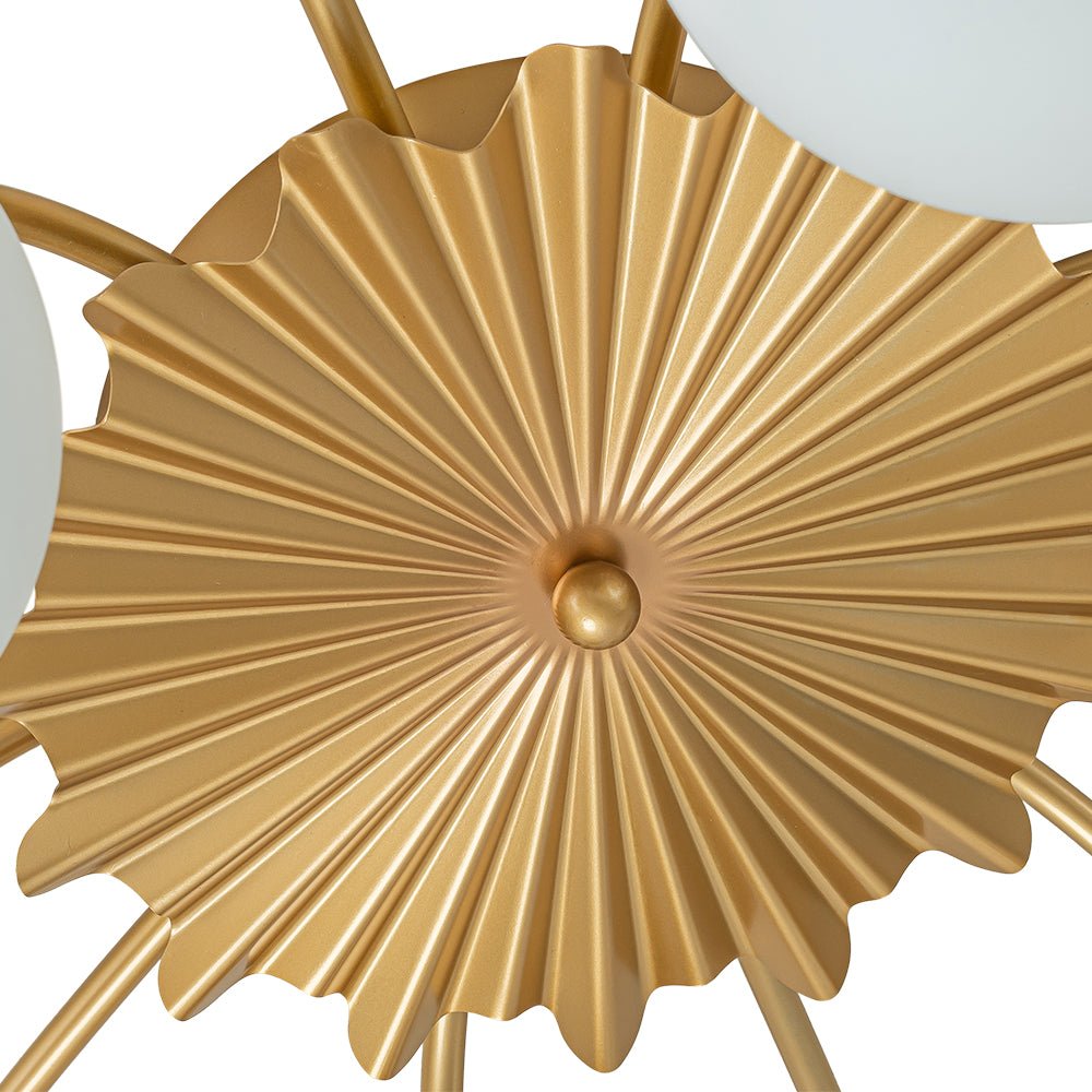 Sputnik 12-Light Brass Ceiling Light — Opal Glass Globes, Dimmable