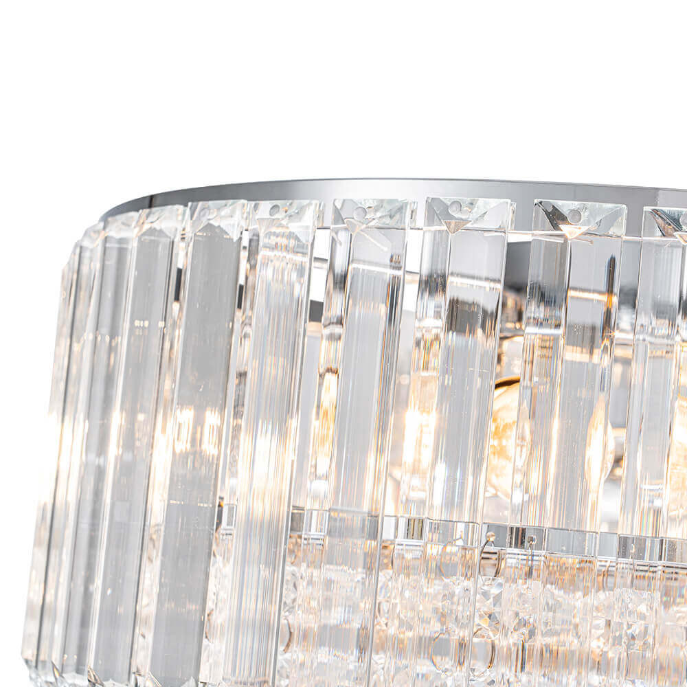 Candeeiro de teto redondo de cristal — cromado preto, 3 luzes reguláveis, montagem de encastrar de 14,2 cm