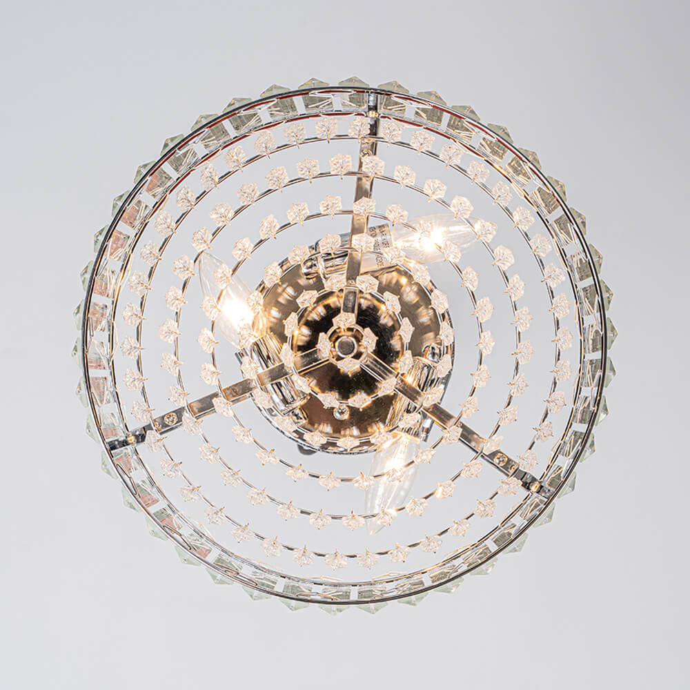 Candeeiro de teto redondo de cristal — cromado preto, 3 luzes reguláveis, montagem de encastrar de 14,2 cm