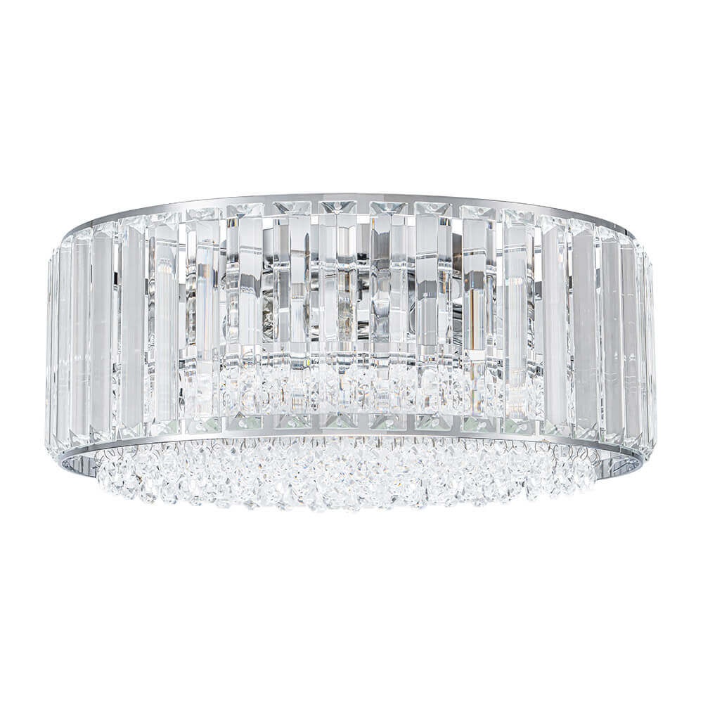 Candeeiro de teto redondo de cristal — cromado preto, 3 luzes reguláveis, montagem de encastrar de 14,2 cm