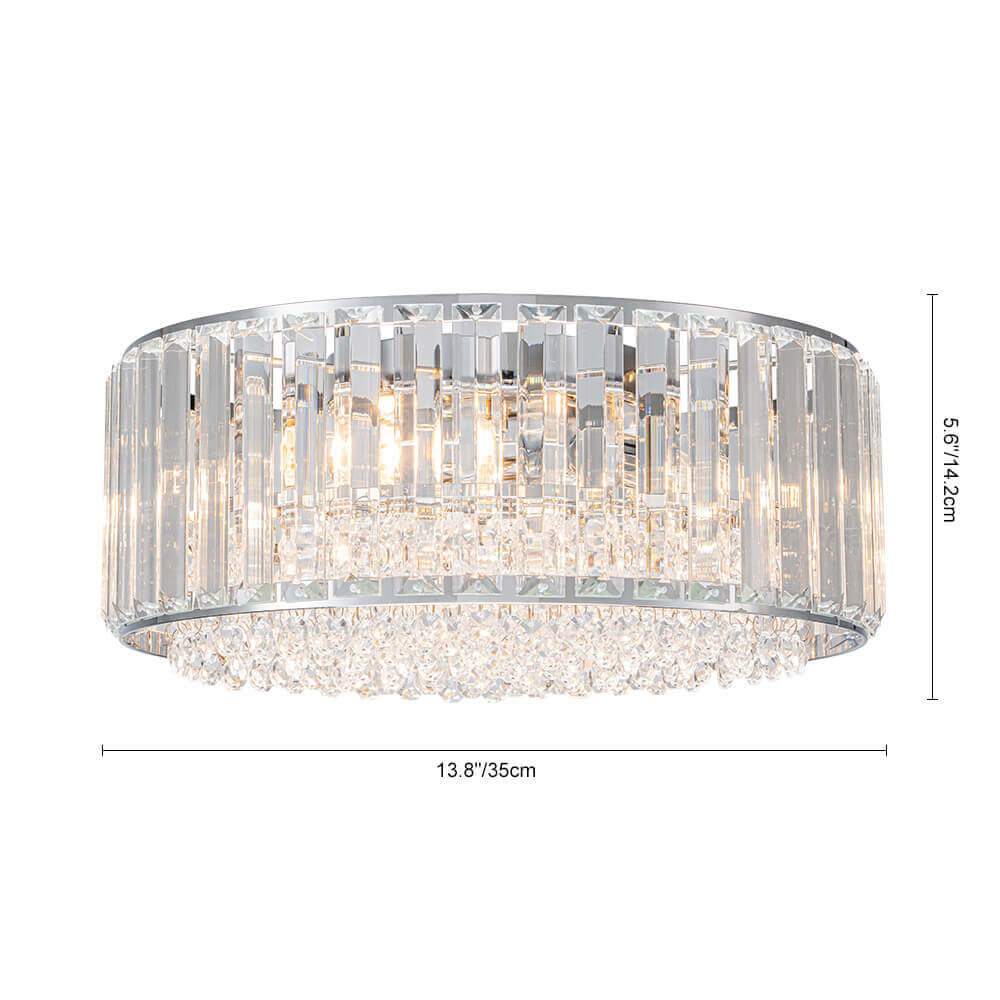 Candeeiro de teto redondo de cristal — cromado preto, 3 luzes reguláveis, montagem de encastrar de 14,2 cm