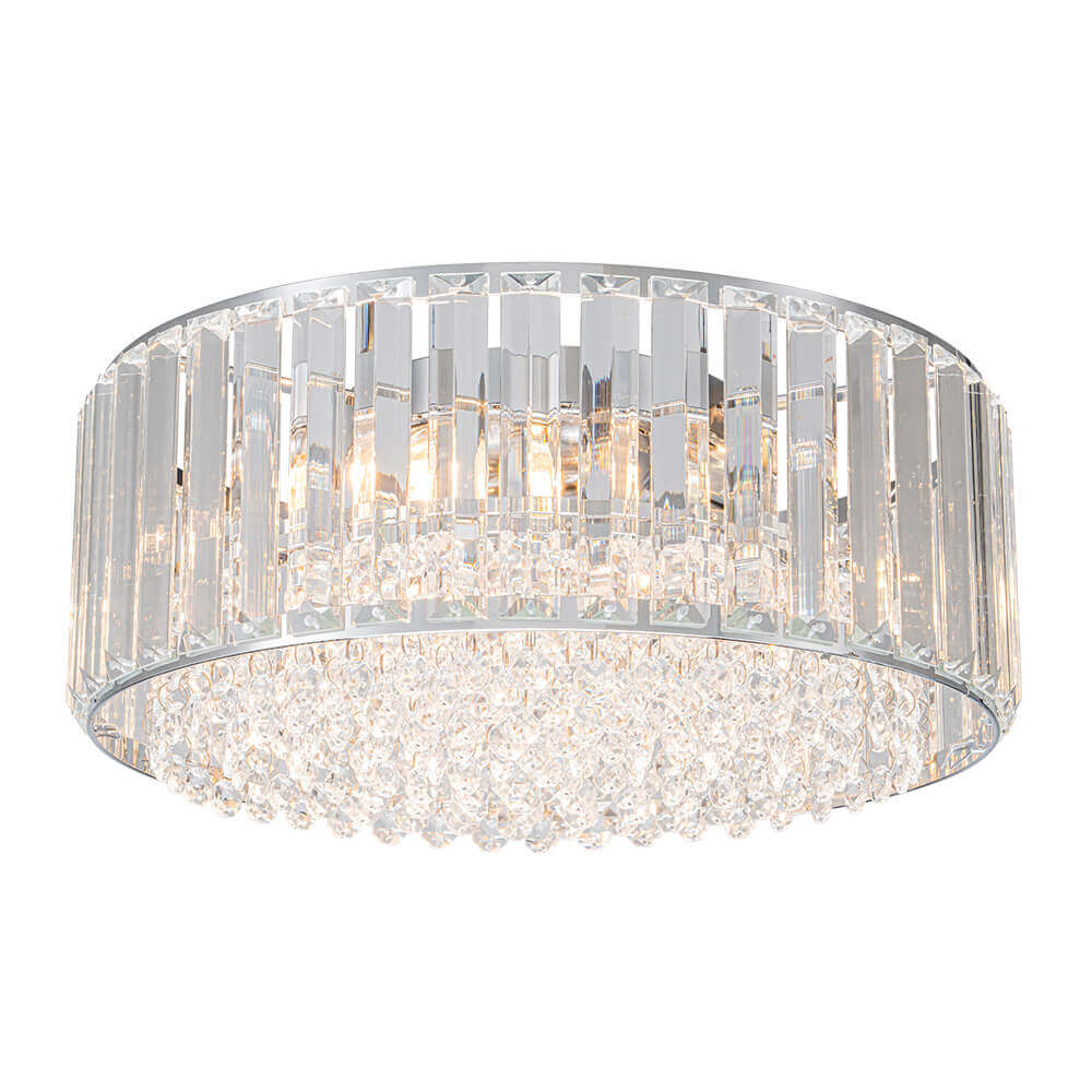 Candeeiro de teto redondo de cristal — cromado preto, 3 luzes reguláveis, montagem de encastrar de 14,2 cm