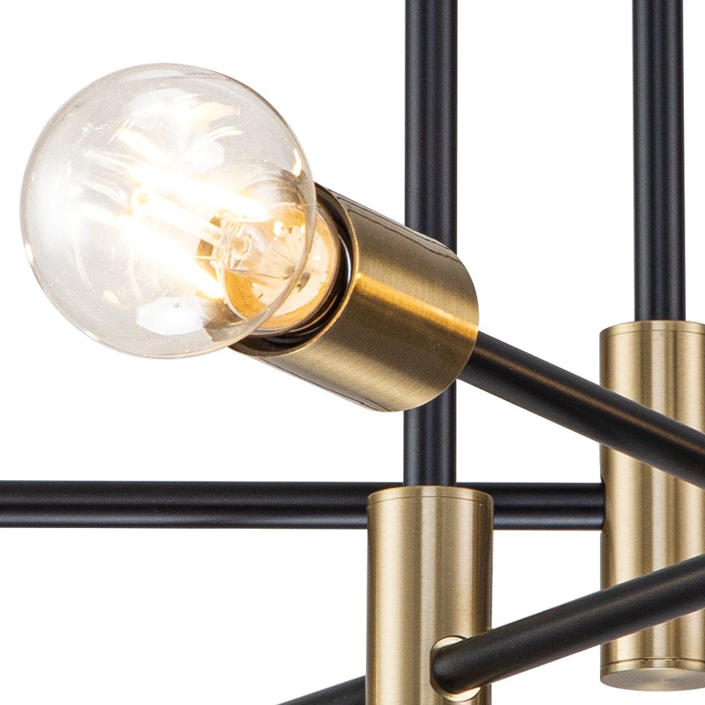 Sputnik 6 or 8 Light Ceiling Lamp — Black Metal, Retro Modern Dimmable