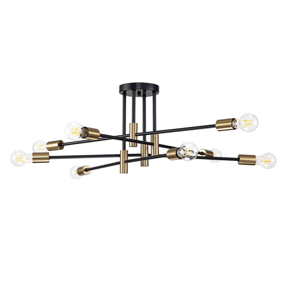 Sputnik 6 or 8 Light Ceiling Lamp — Black Metal, Retro Modern Dimmable