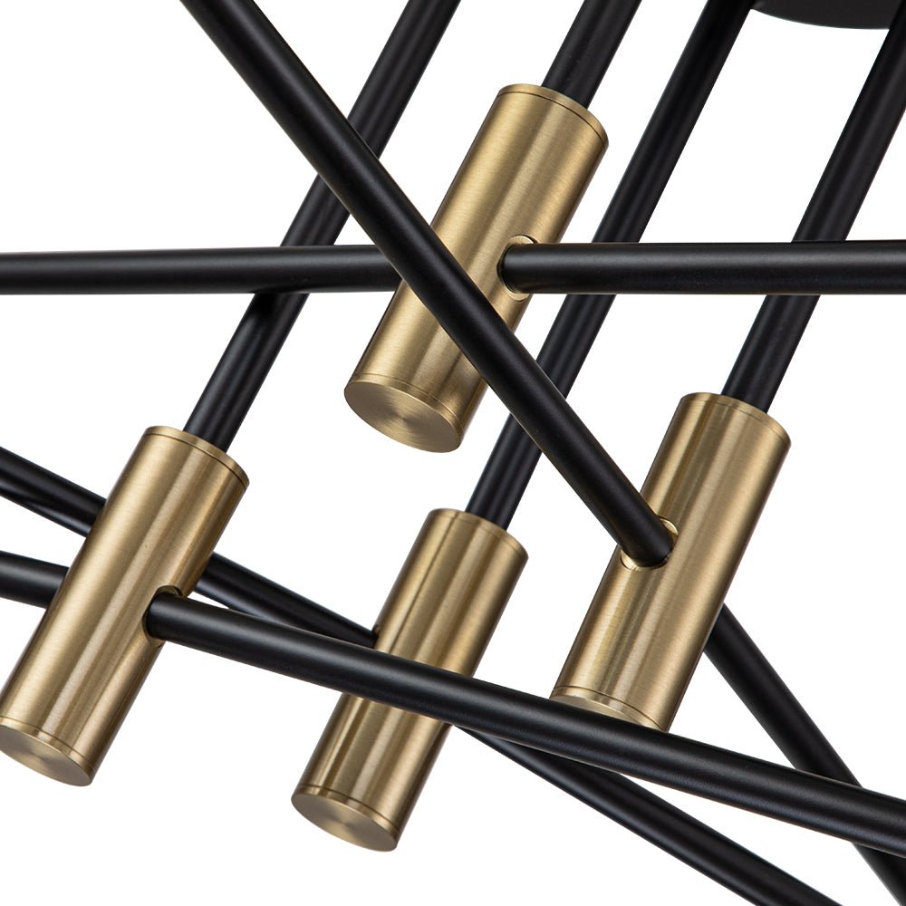 Sputnik 6 or 8 Light Ceiling Lamp — Black Metal, Retro Modern Dimmable