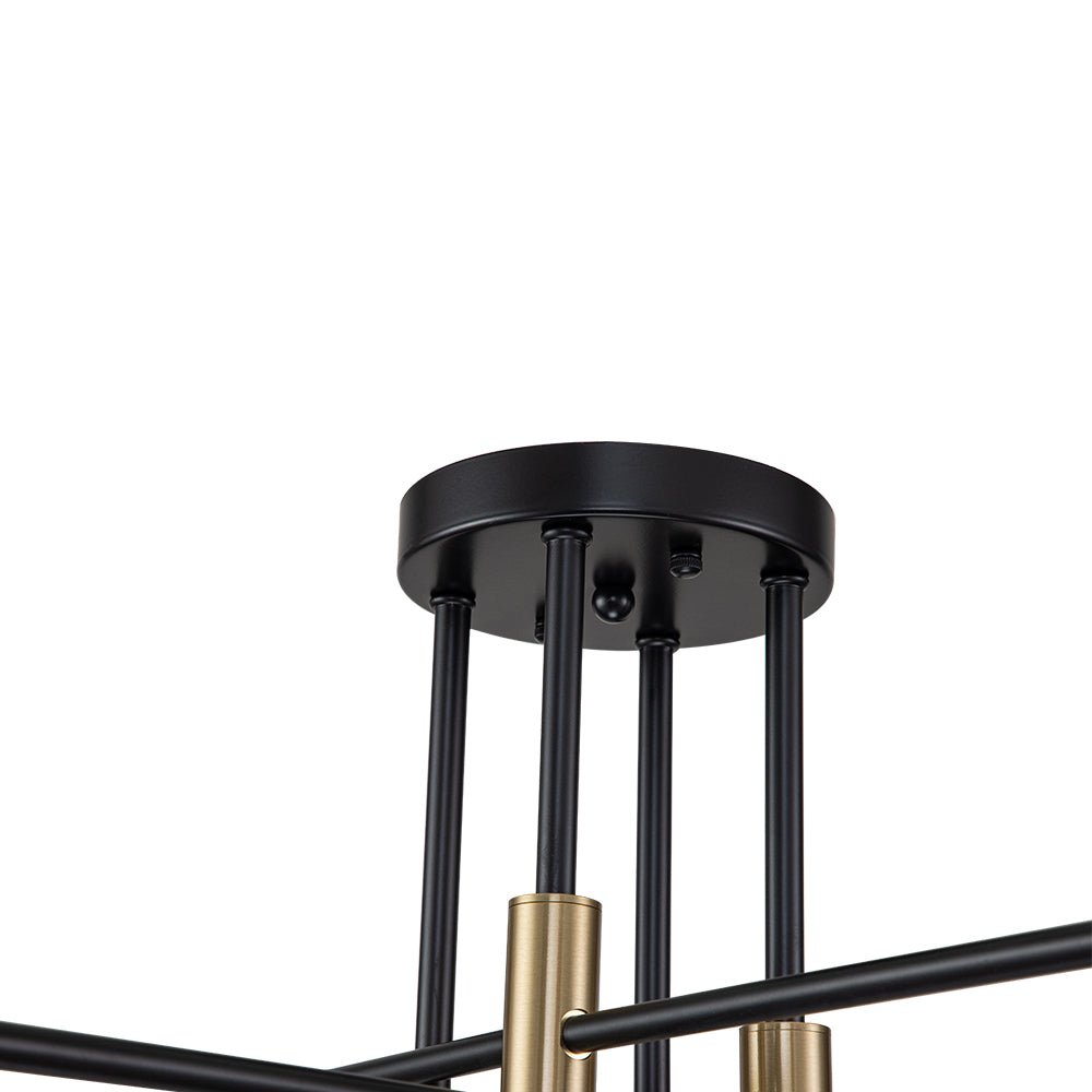 Sputnik 6 or 8 Light Ceiling Lamp — Black Metal, Retro Modern Dimmable