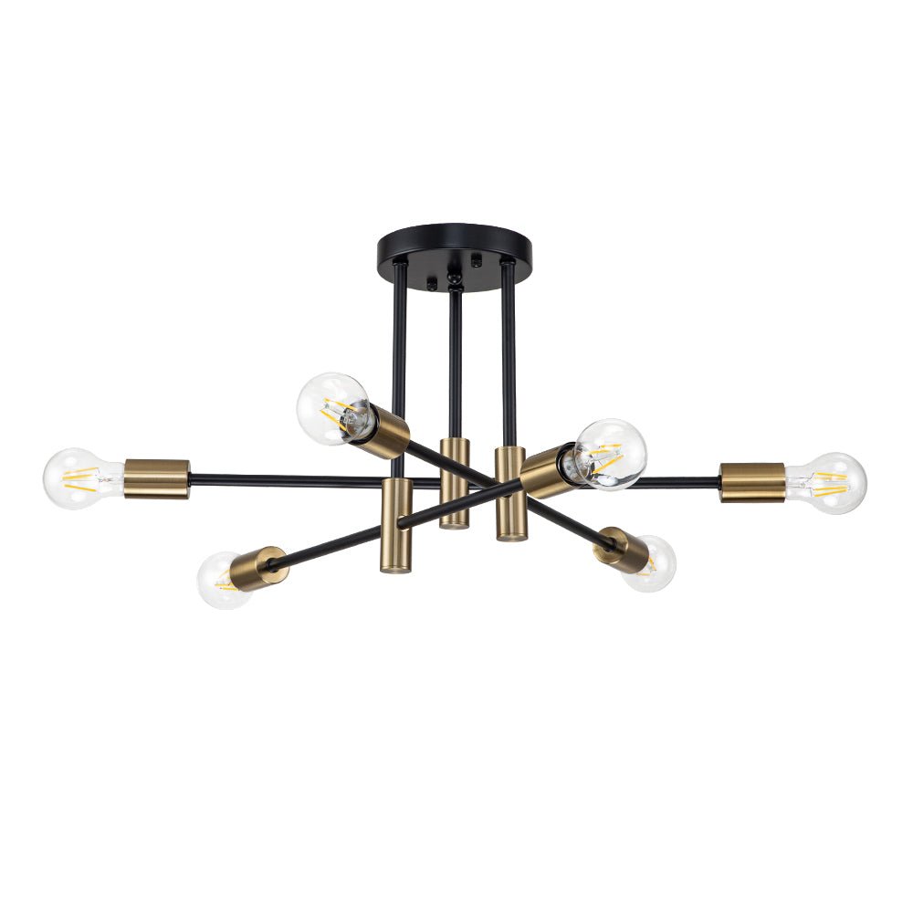 Sputnik 6 or 8 Light Ceiling Lamp — Black Metal, Retro Modern Dimmable