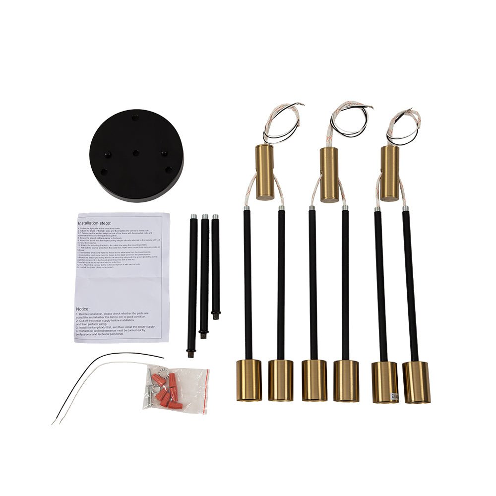 Sputnik 6 or 8 Light Ceiling Lamp — Black Metal, Retro Modern Dimmable