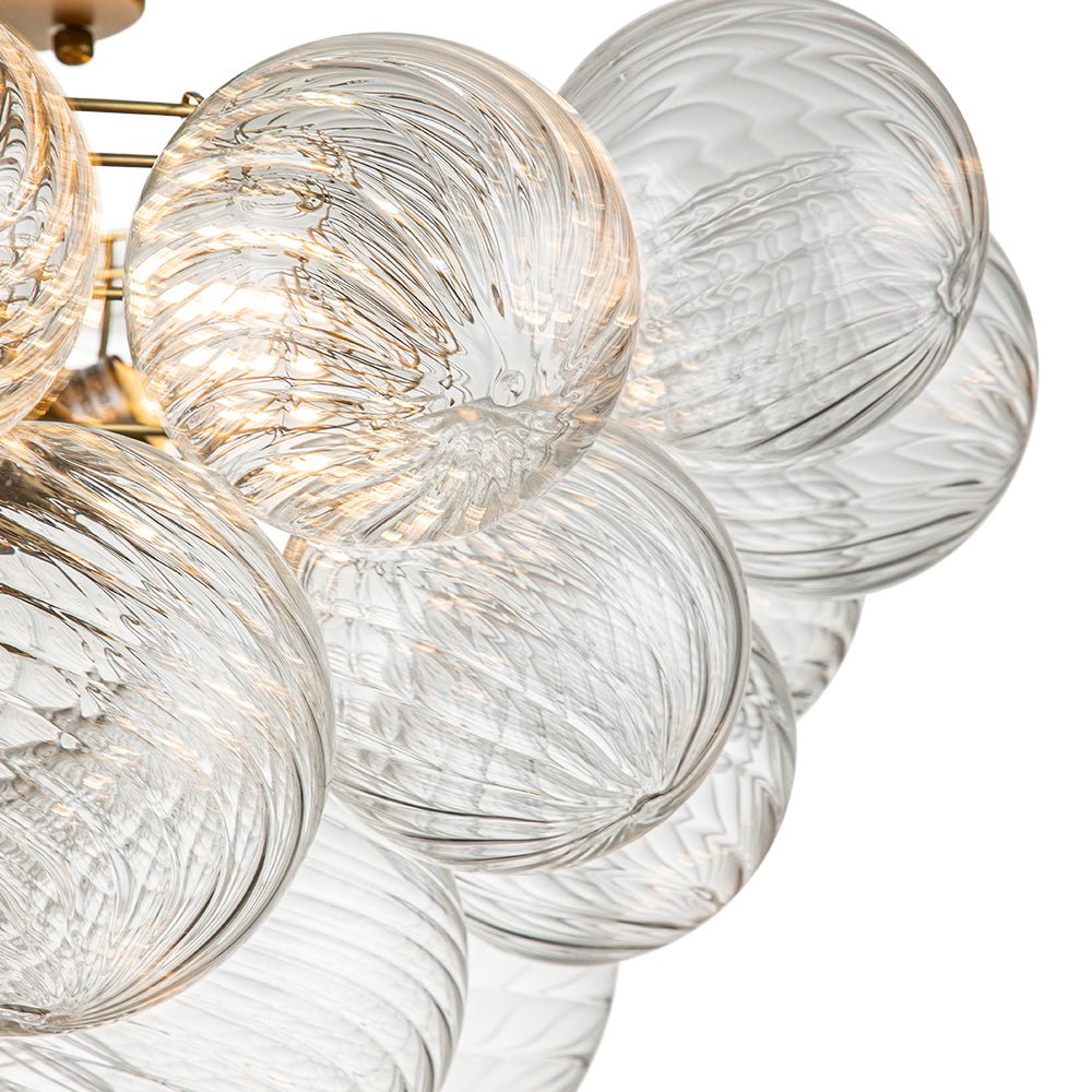 Three Glass Sphere Ceiling Light — Brass Finish, 10 12 15cm Orbs