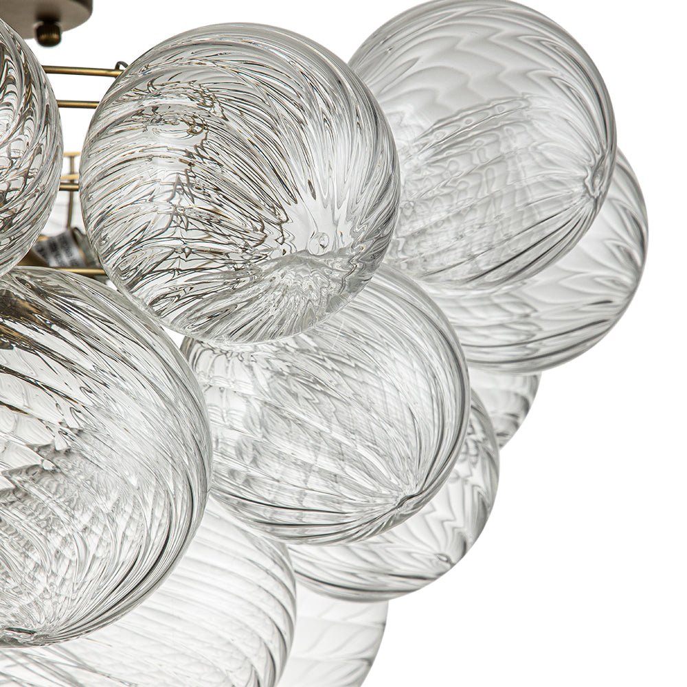 Three Glass Sphere Ceiling Light — Brass Finish, 10 12 15cm Orbs