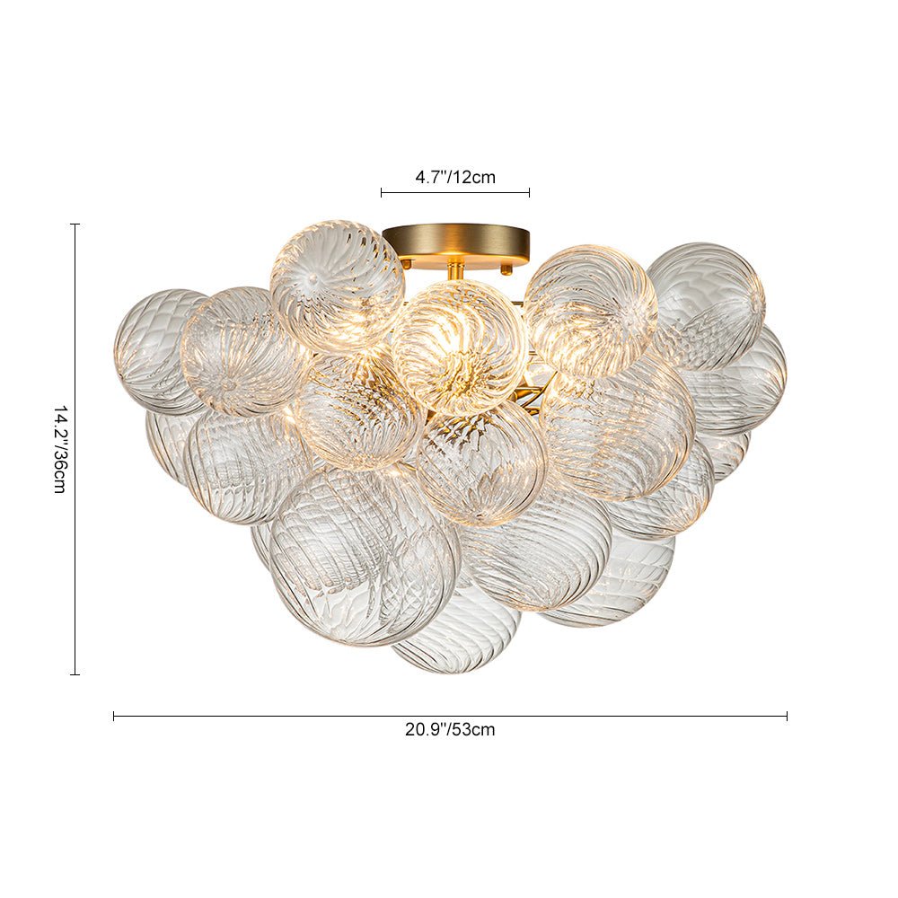 Three Glass Sphere Ceiling Light — Brass Finish, 10 12 15cm Orbs