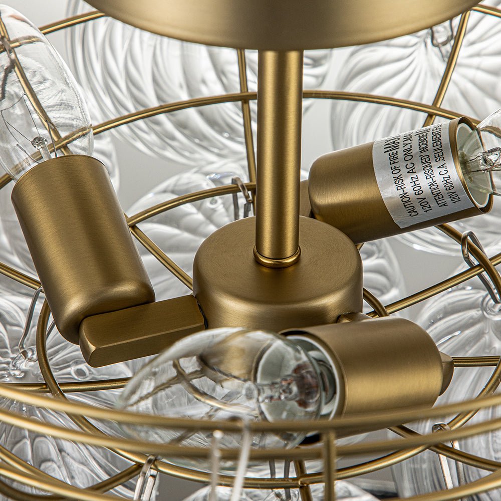 Three Glass Sphere Ceiling Light — Brass Finish, 10 12 15cm Orbs