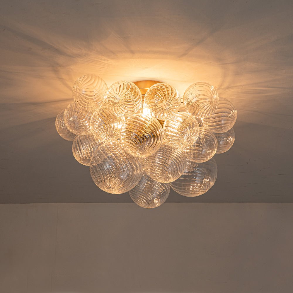 Three Glass Sphere Ceiling Light — Brass Finish, 10 12 15cm Orbs