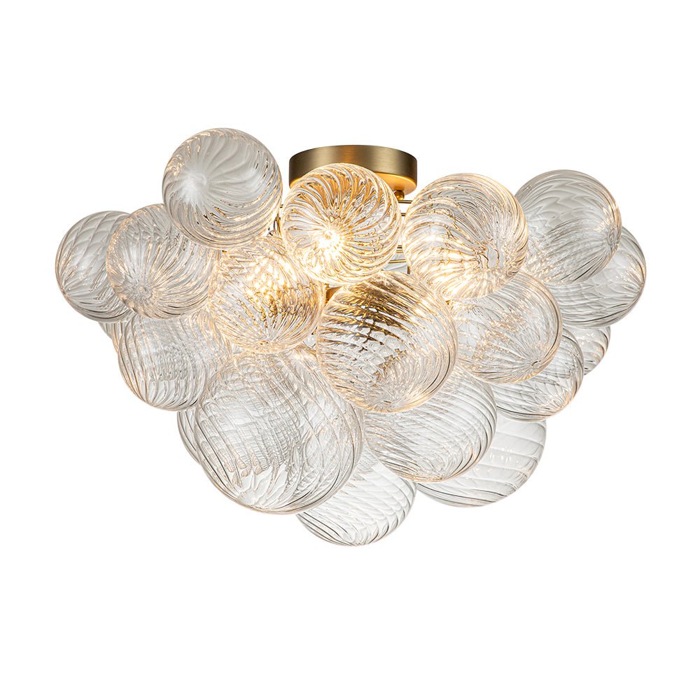 Three Glass Sphere Ceiling Light — Brass Finish, 10 12 15cm Orbs