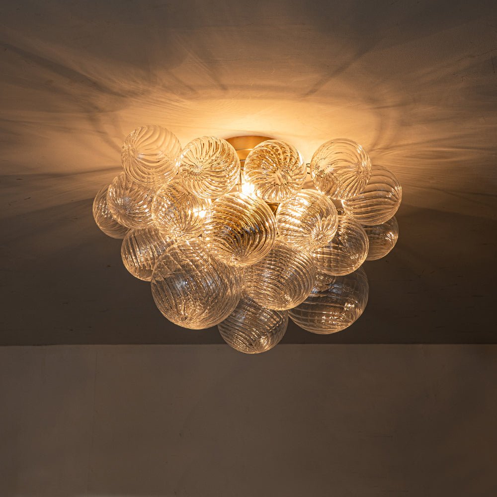 Three Glass Sphere Ceiling Light — Brass Finish, 10 12 15cm Orbs