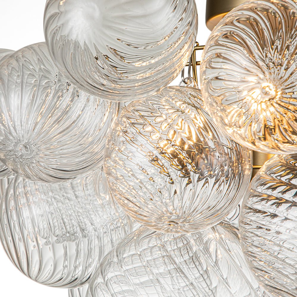 Three Glass Sphere Ceiling Light — Brass Finish, 10 12 15cm Orbs