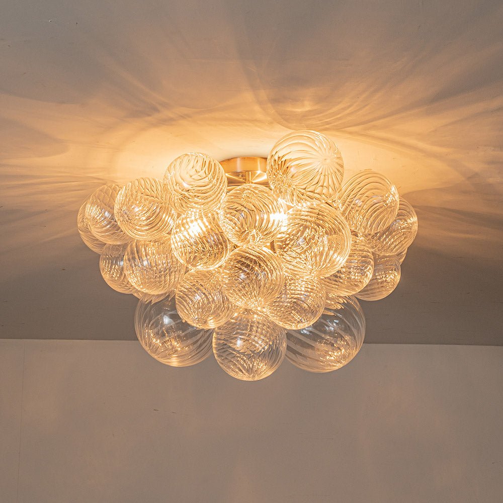 Three Glass Sphere Ceiling Light — Brass Finish, 10 12 15cm Orbs